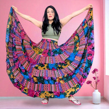 Bila of California vtg 90s boho grunge floral multicolor high rise gauzy skirt S