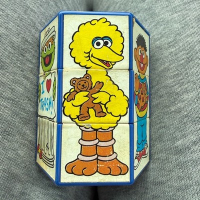 Vintage 1994 Sesame Street Rotating Mix Match Hexagon Puzzle Block Toy Applause