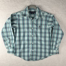 Brooks Brothers Blue Plaid Shirt Youth Small Long Sleeve Casual Button Up Preppy