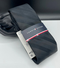 Tommy Hilfiger Men's Polyester Tie  Black  Subtle Stripe  MSRP: NEW 69.50