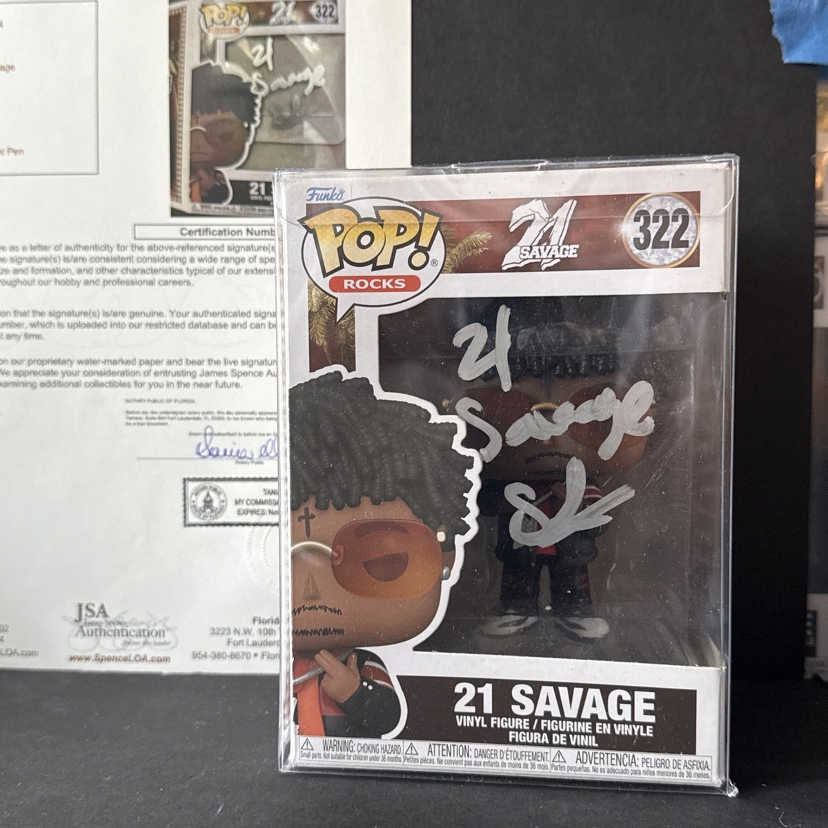 21 Savage Autograph Signed Funko Pop #322 Drake Atlanta JSA COA