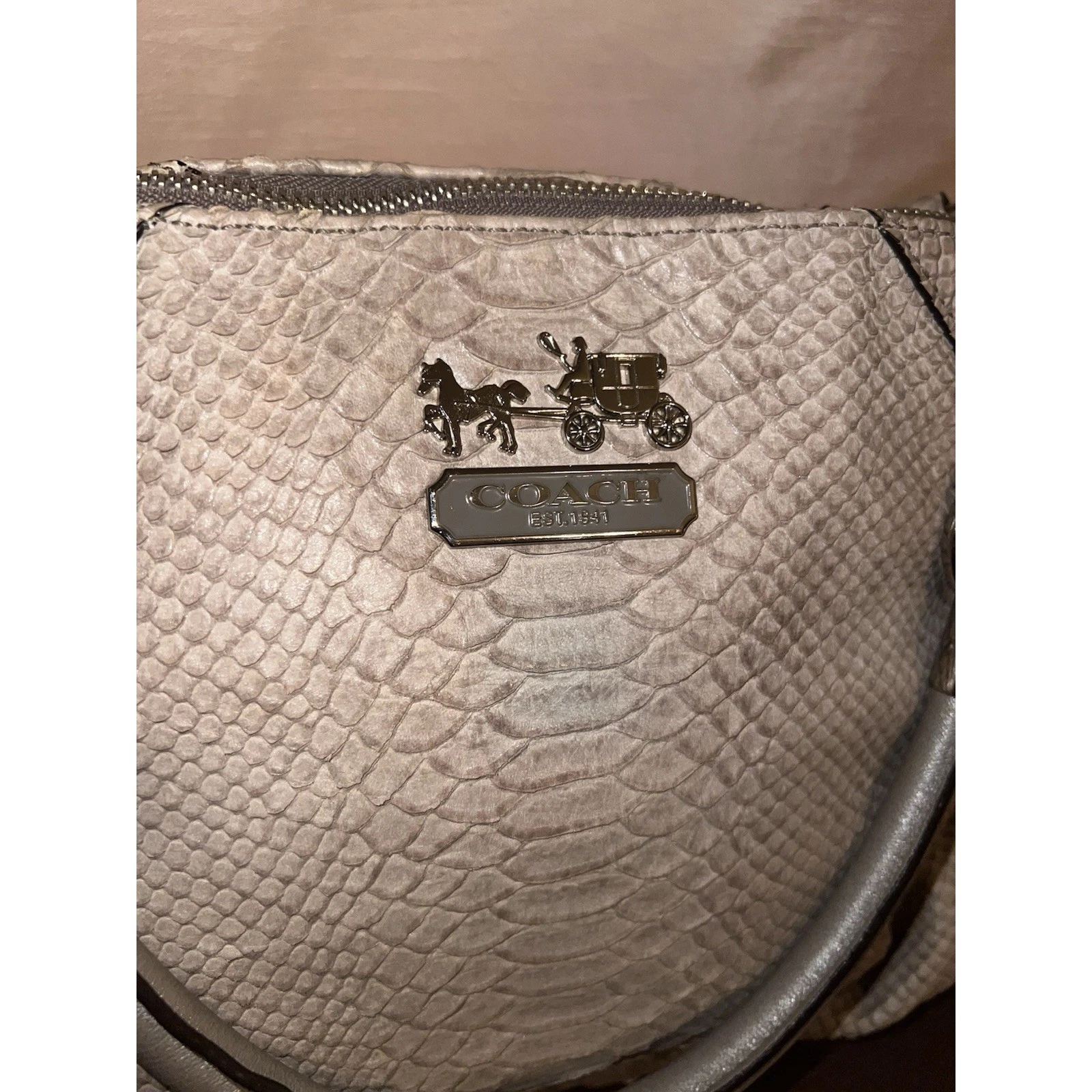 BORSA COACH MADISON SOPHIA PELLE DI PITONE TESTURIZZATA Taupe Borsetta A1193 16346
