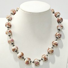 Vtg Murano Venetian Wedding Cake Lampwork Art Glass Beads Gold Aventurine 16