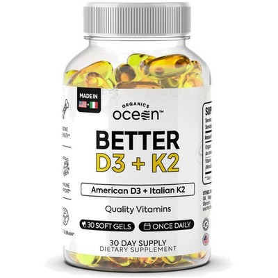 Organic Vitamin D3 + K2 Supplement - Bone & Heart Health