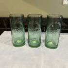 Set Of 3 Vtg Property Of Coca Cola Atlanta Ga. Thick Green Glass Tumbler (LS)