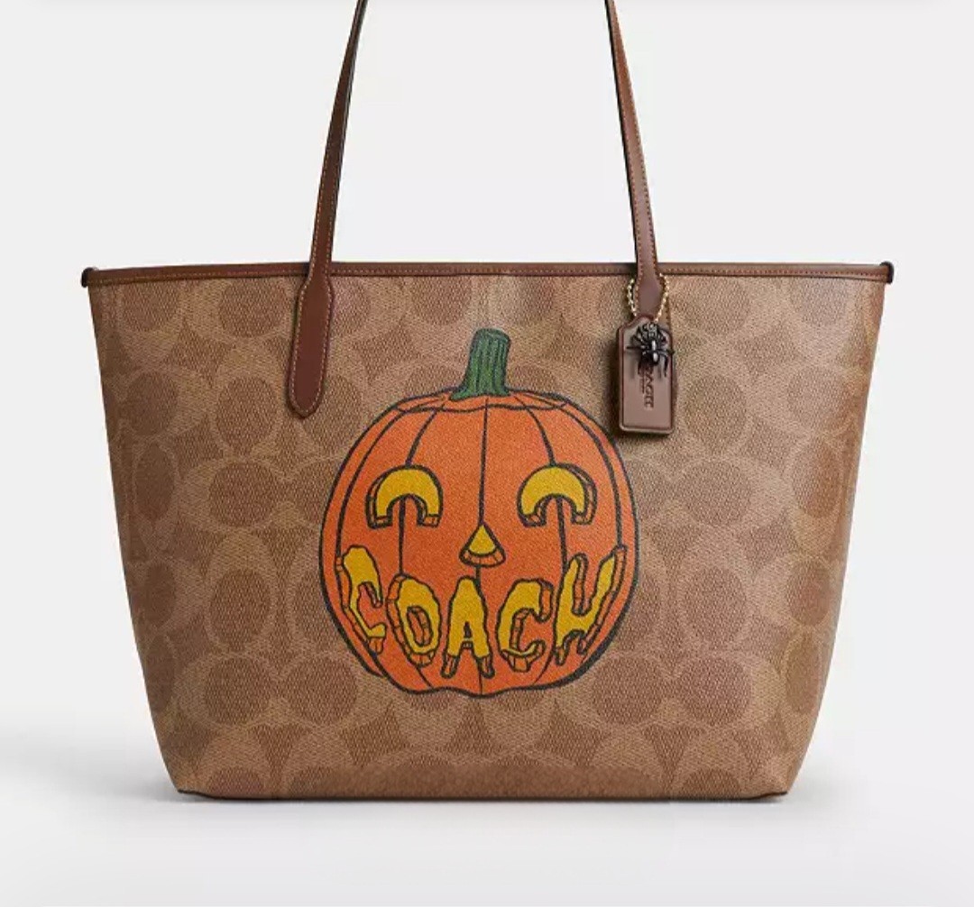 Coach City Tote Bag In Signature Canvas with Halloween Print