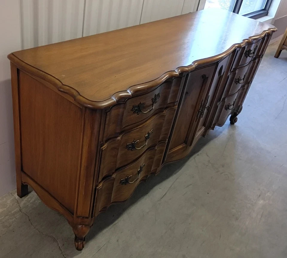 French Provincial Style Long Dresser / Bureau by White Furniture - Solid Walnut - Image 3 of 4