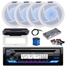 JVC Marine BT AM/FM CD Receiver, Amp, 4X 6.5" LED White Speakers,Accessories