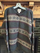 Woolrich Fair Isle Crewneck Sweater 75 Wool 15 Nylon Men's Large USA VTG EXC