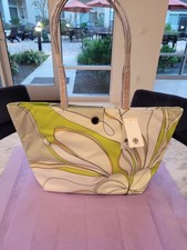 Tory Burch Ella Nylon Chartreuse Twisty Flower Tote Bag