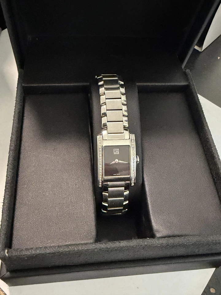 ESQ by MOVADO E5428-07101101瑞士银色钻石表圈黑色表盘女士腕表 — 第 3/4 张图片