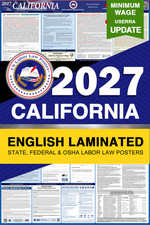 2027 California CA LABOR LAW POSTER (Federal & State) English Laminated