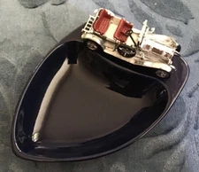 Vintage Royal Blue Ashtray featuring a Lesney Matchbox Car Made In England