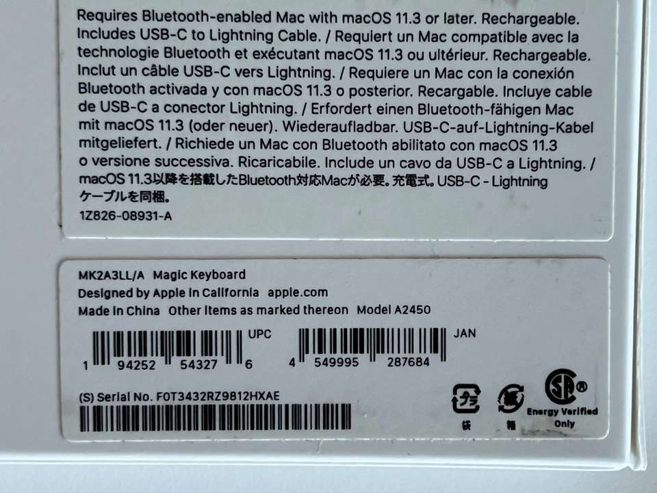 Apple Magic Keyboard Rechargeable Wireless A2450 - Image 3 of 3
