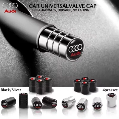 SET Chrome 4Pcs Hexagon Wheel Tire Air Valve Stem Cover Caps Audi NEW - Image 3 of 3