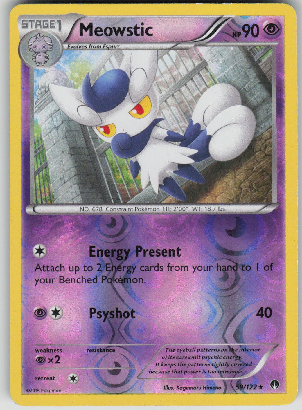 Pokemon TCG Meowstic Rare Reverse Holo XY - BREAKpoint 59/122