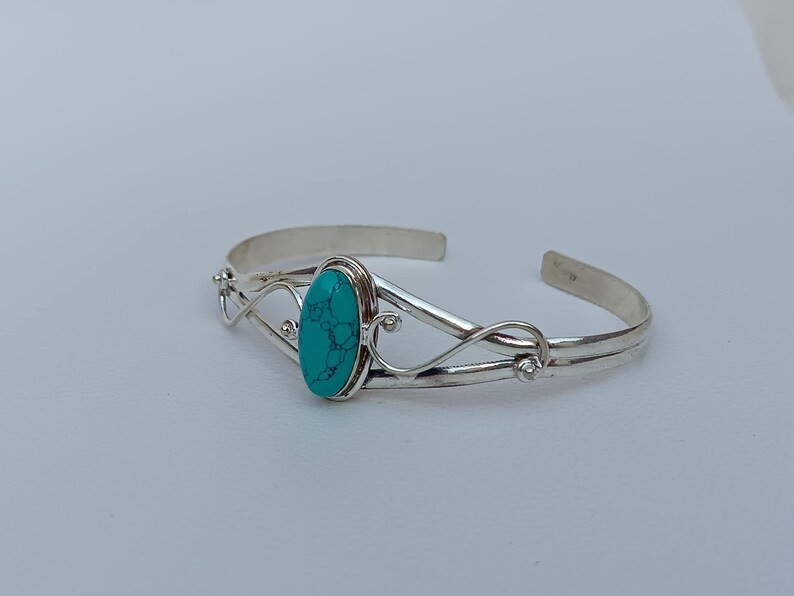 アクセサリー Vintage Silver Turquoise Bangle 925 Handmade Turquoise Bangle 925 Sterling Silver Women's & Men's