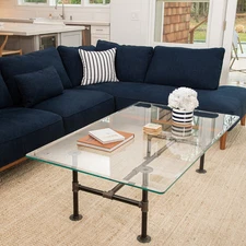 18" x 42" Rectangle Clear Tempered Glass Table Top 3/8" Thick - Flat Polish Edge