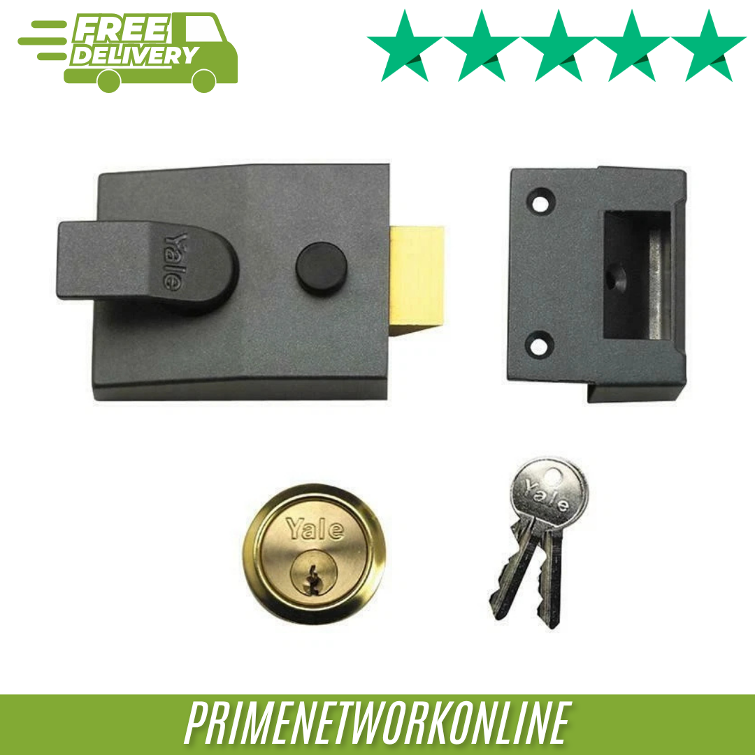 Yale Deadlocking Nightlatch 60mm Backset With Satin Chrome Cylinder  100% GENUIN