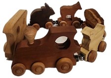 Wooden Magnetic Animal Train Set Locomotive Whistle East Laurel Woodcrafts T144