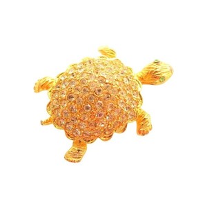 Authentic Vintage Clear Rhinestone Gold Plated Turtle Pin Brooch*Figural Reptile*A644