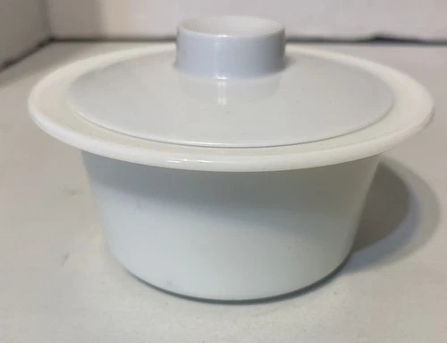 Vintage 1970’s Milk Glass Pyrex Corning #75 Round Butter Dish with White Lid