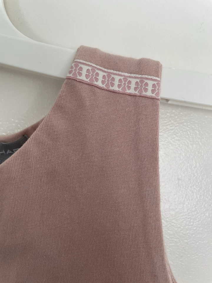 Tahari Niñas Pequeñas Falda a Rayas Algodón Sin Mangas Vestido Sin Mangas Rosa Blanco 4T Foto 3 de 4