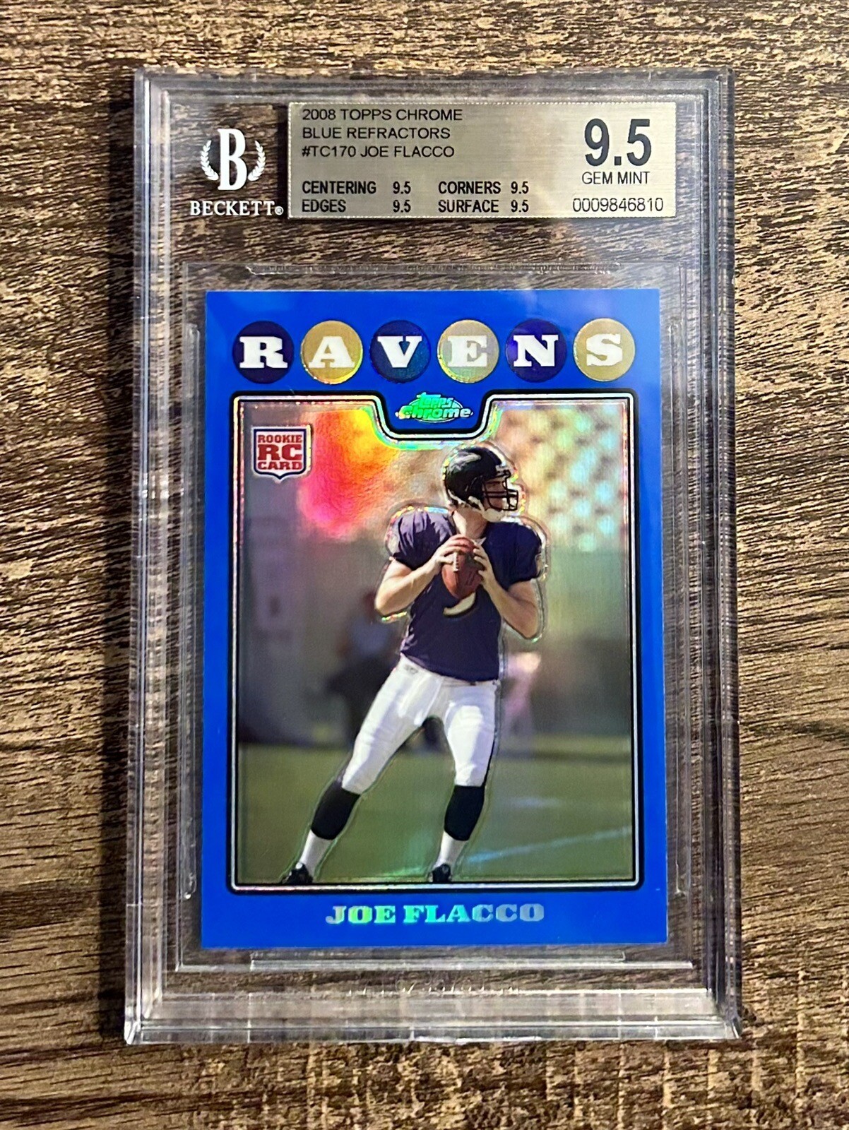 2008 Topps Chrome #TC170 Blue Refractor Joe Flacco RC BGS 9.5 Gem Mint Pop 12