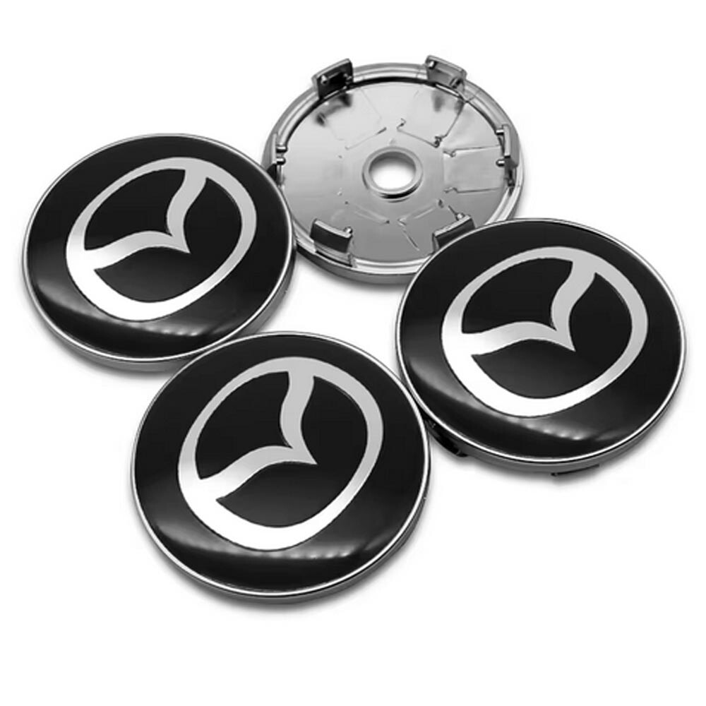 4x 60mm Mazda Nabendeckel Felgendeckel Radkappen Rot