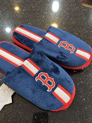 Boston Red Sox Mens Size Medium striped Team Logo mLB Slippers