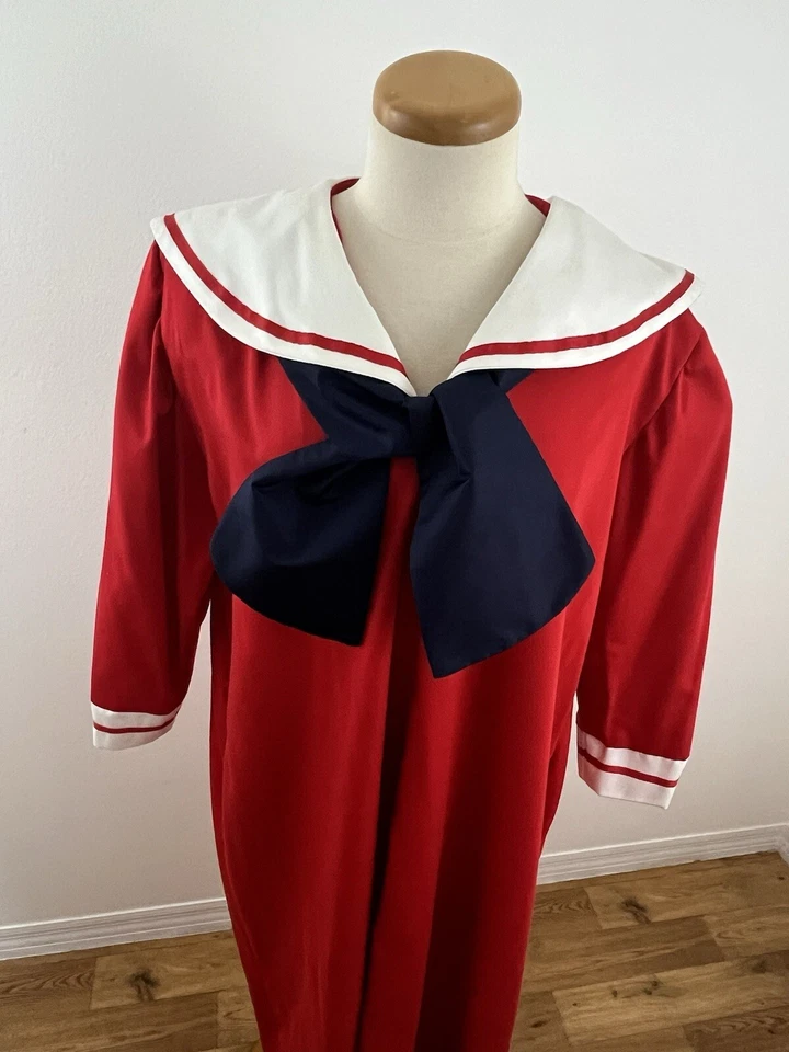 Vintage Victor Costa at Home Women's L Maxi Dress Kaftan Muumuu Sailor Nautical - Image 2 of 4