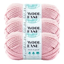  3 Pack Lion Brand Yarn 640-103D Wool-Ease Thick  Quick Bulky Yarn, Blossom