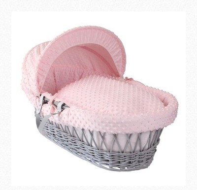 4baby padded grey wicker moses basket