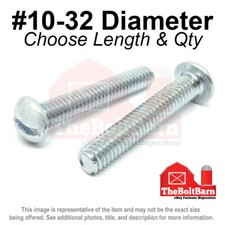 #10-32 Slotted Round Head Machine Screws Bolts Zinc FINE (Pick Length & Qty)