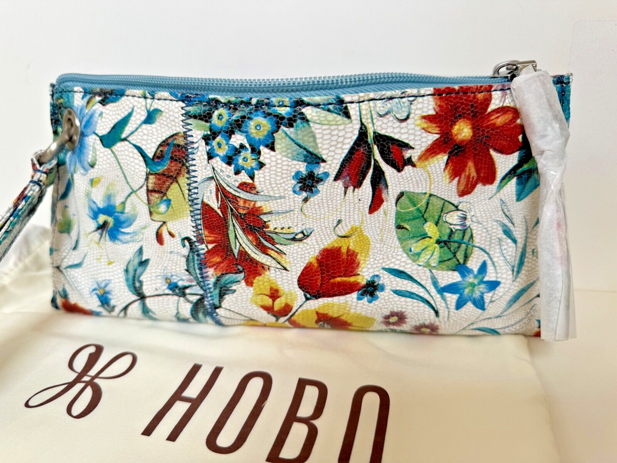 Hobo International Vida Leather Clutch Wristlet Botanic Print New
