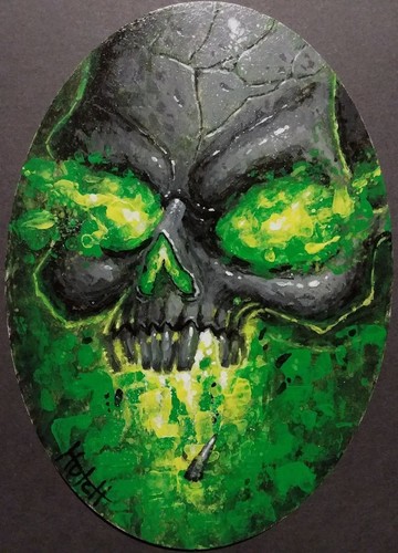 Original Acrylic painting Skull on wood panel Emerald Eruption Kenneth Hutcheson - Picture 4 of 8
