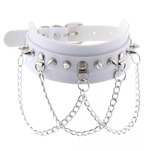 Punk Gothic Spike Rivit Choker Halsband PU Leder BDSM Halskette 16 Farben - Bild 25 von 36