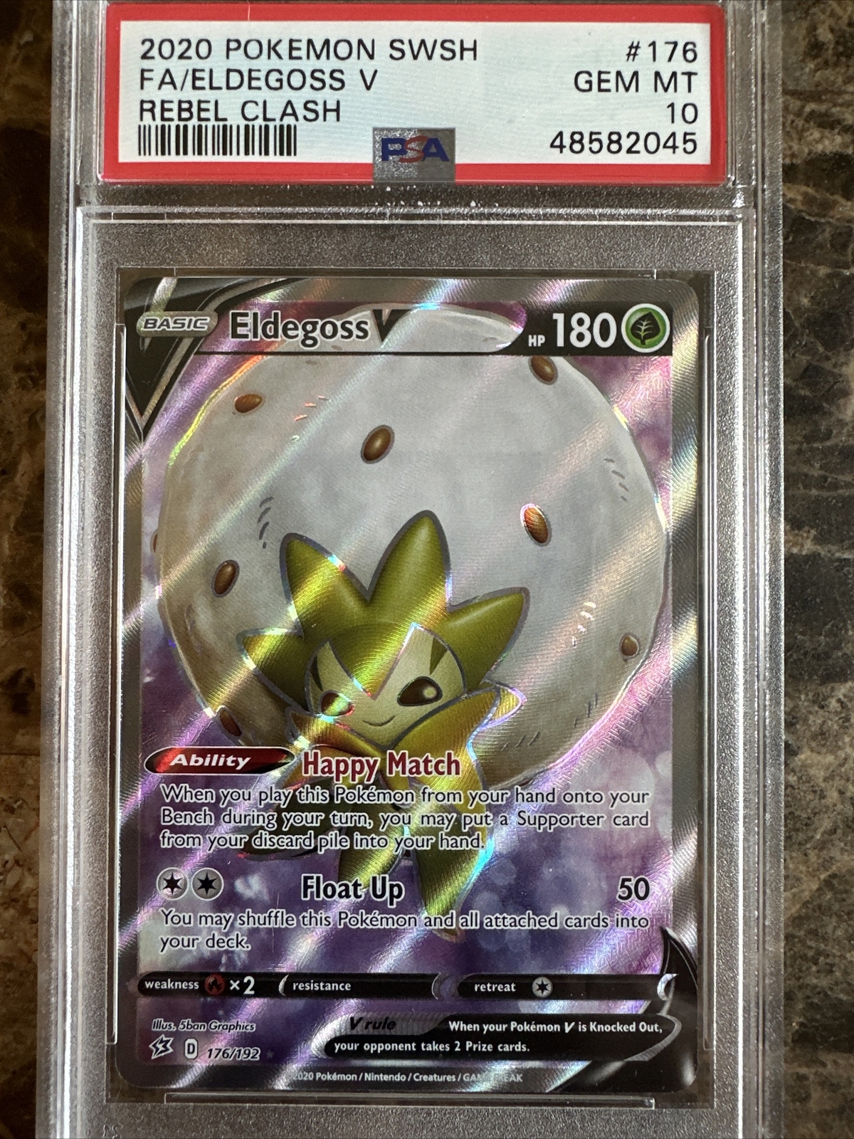 2020 Pokemon SWSH Eldegoss V 176/192 PSA 10 Rebel Clash 176 PSA 10 Full Art