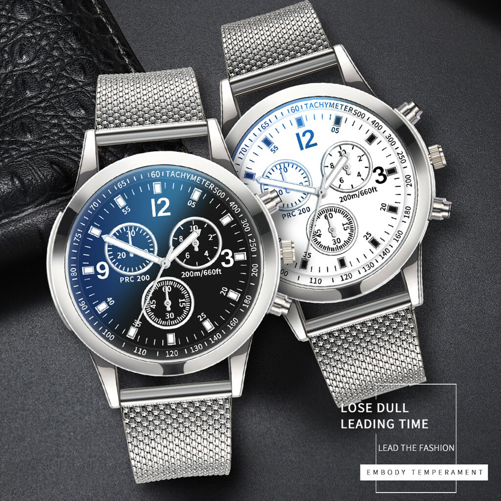 A Men Watch  Luxury Quartz Watch Stainless Steel Dial Casual Bracele Wristwatch