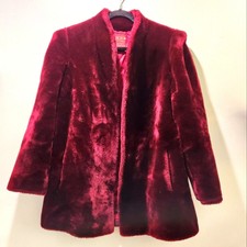 Vintage Faux Fur Wine/ Burgundy Mob Wife Coat By Sasson Size 14
