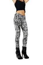 TRIPP WHITE BLACK SPLATTER PRINT SKINNY JEAN PANTS METAL MOTO PUNK GOTH IS6235P