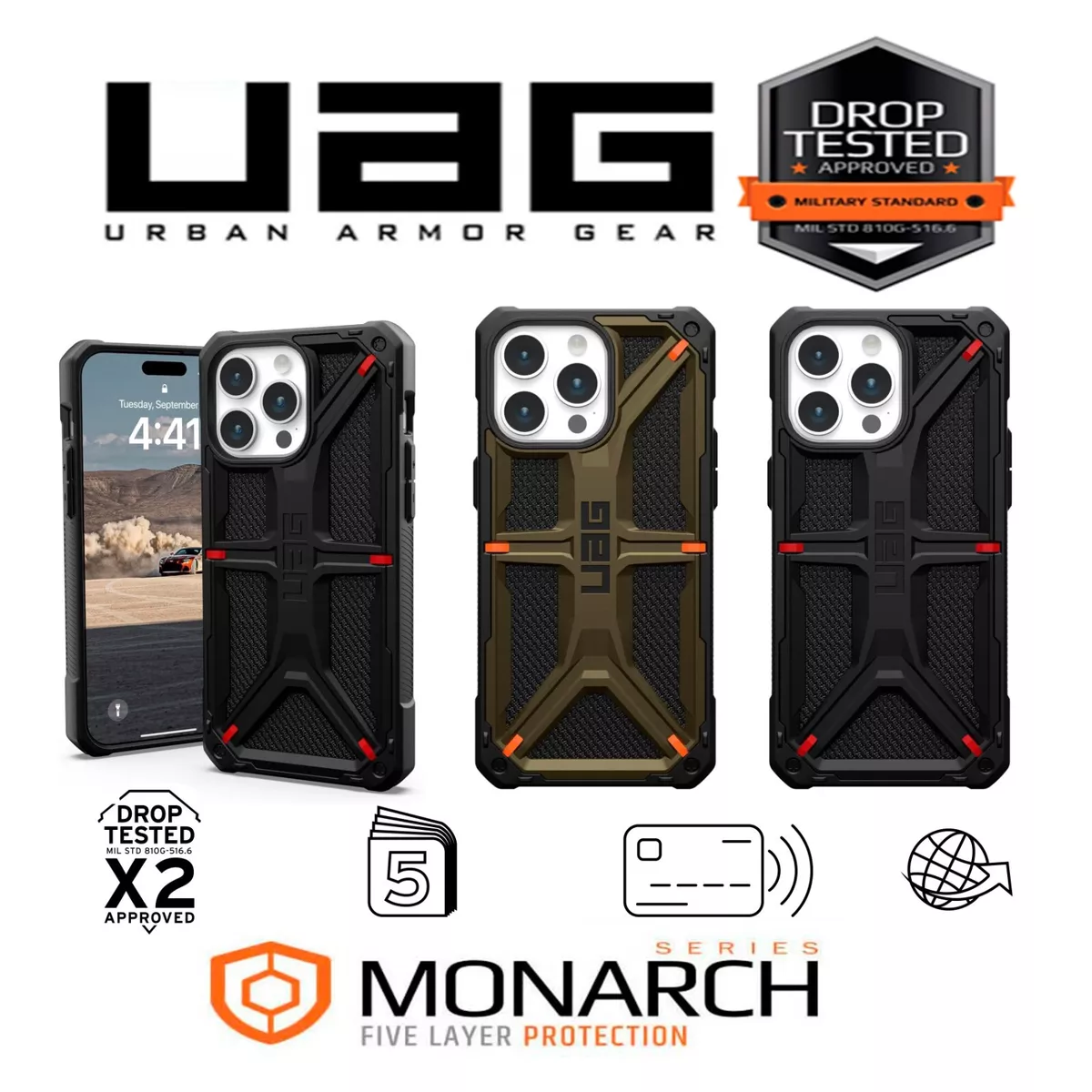 UAG Monarch Kevlar Case Apple iPhone 15 Pro Max Plus Premium Dropproof  Cover