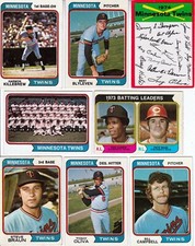 1974 Topps TWINS team set 32 cards HOF, RC, traded, team card signature