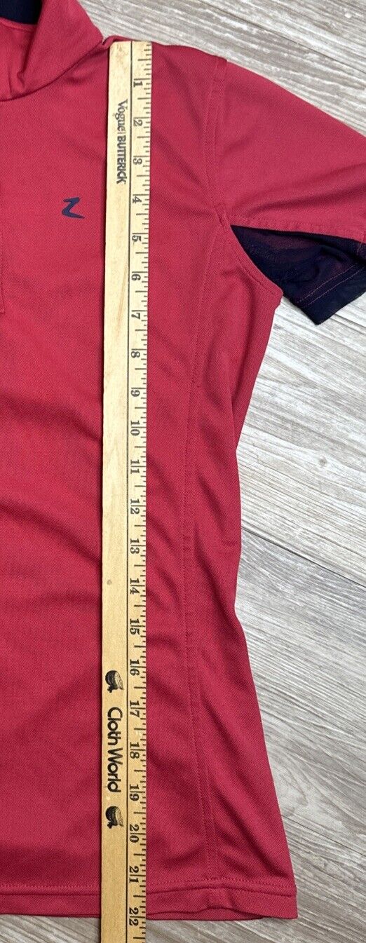 Horze Trista Womens 4 Short Sleeve Riding Shirt Pink Navy 1/4 Zip Equestrian