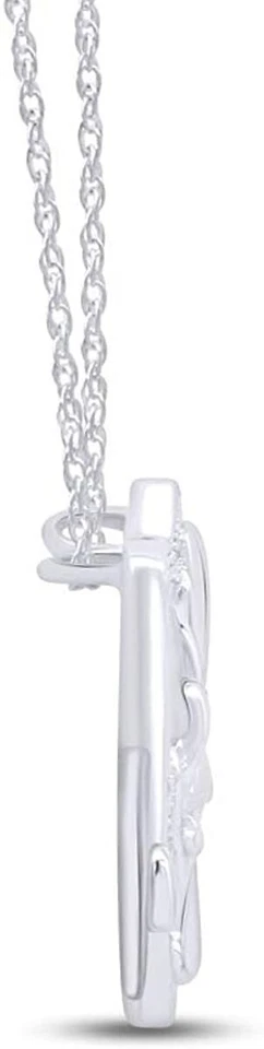 Round Blue Aquamarine & Diamond Elephant Pendant Necklace 14K White Gold Plated - Image 4 of 4