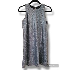 All That Jazz Silver Sequin Sheath Sleeveless Dress - Size 5/6