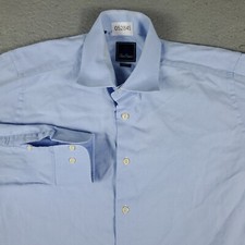 David Donahue Shirt Mens Size 17 Blue Dress Button Up Long Sleeve *