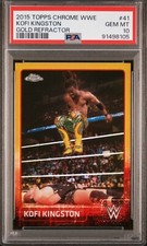 KOFI KINGSTON 2015 TOPPS CHROME WWE GOLD REFRACTOR CARD #31/50 PSA GEM MINT 10!