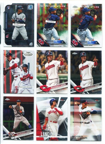 Francisco Lindor Rookie Karte Lot 15 von 16 Diff, Cleveland Indians, 2015-18