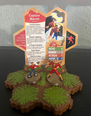 Heroscape Custom Figure & Card / Captain Marvel (Shazam) and Billy Batson / DC